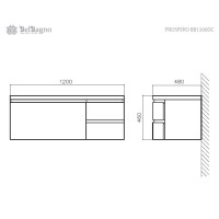 Тумба под раковину BelBagno Prospero BB1200DC/RL, цвет Rosso Lucido