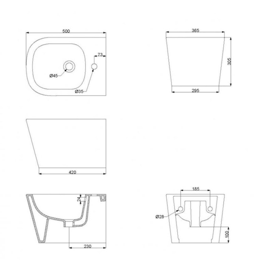 Подвесное биде BelBagno, белое, BB120BH