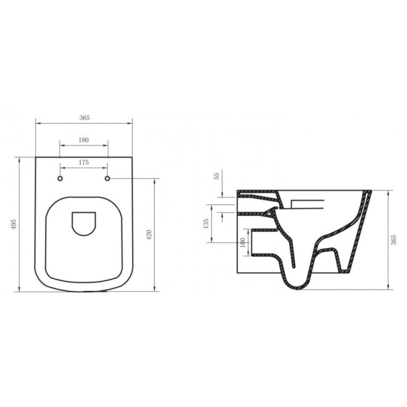 Подвесной унитаз BelBagno Albano BB120CHR, безободковый