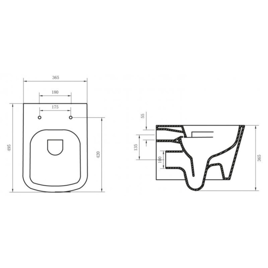 Подвесной унитаз BelBagno Albano BB120CHR, безободковый