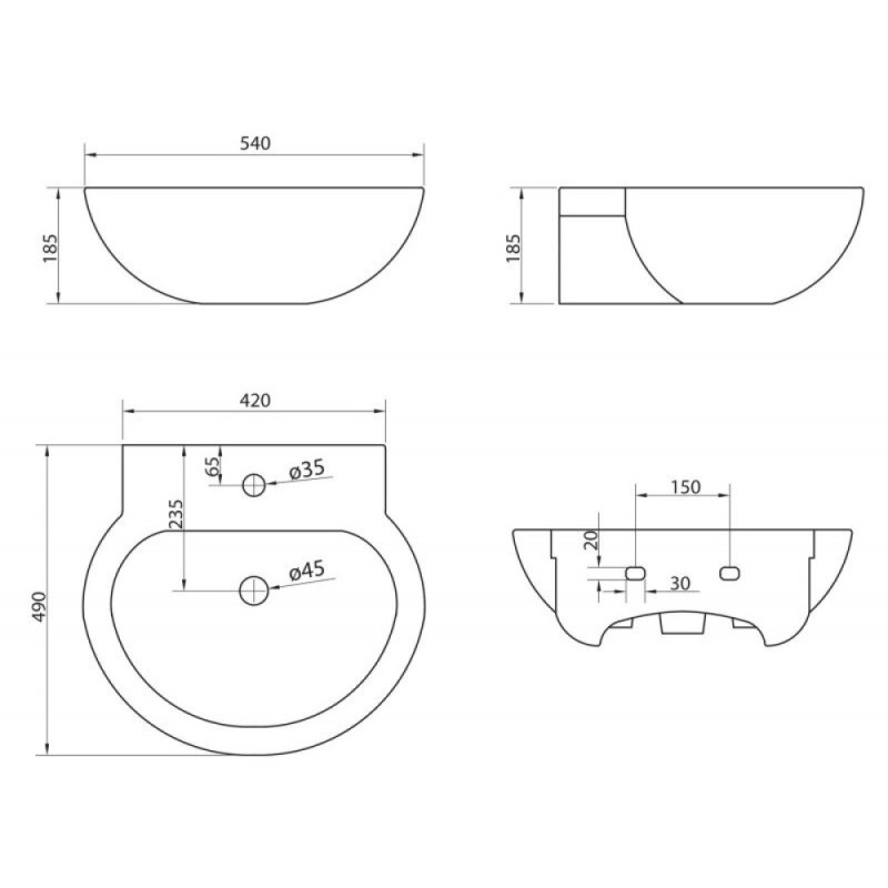 Чаша раковины BelBagno Sabrina BB122L
