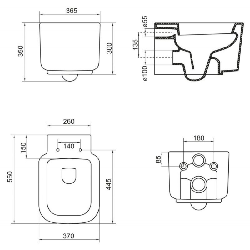 Подвесной унитаз BelBagno Vaso BB127CH, белый
