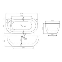 Ванна акриловая BelBagno BB13-1700, 170 х 80 см, белая