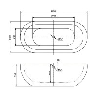 Ванна акриловая BelBagno BB13-1800, 180 х 90 см, белая