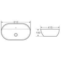 Раковина BelBagno BB1346 накладная 61 х 41.5 х 14 см