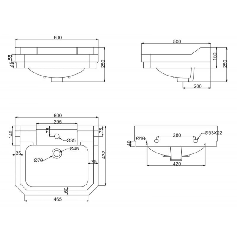 Раковина BelBagno Trevi BB135L на пьедестале BB135P