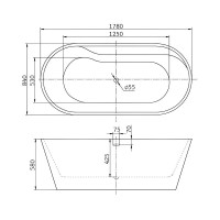 Ванна акриловая BelBagno BB14, 180 х 85 см, белая