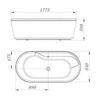 Ванна акриловая BelBagno BB14-K, 180 х 85 см, белая