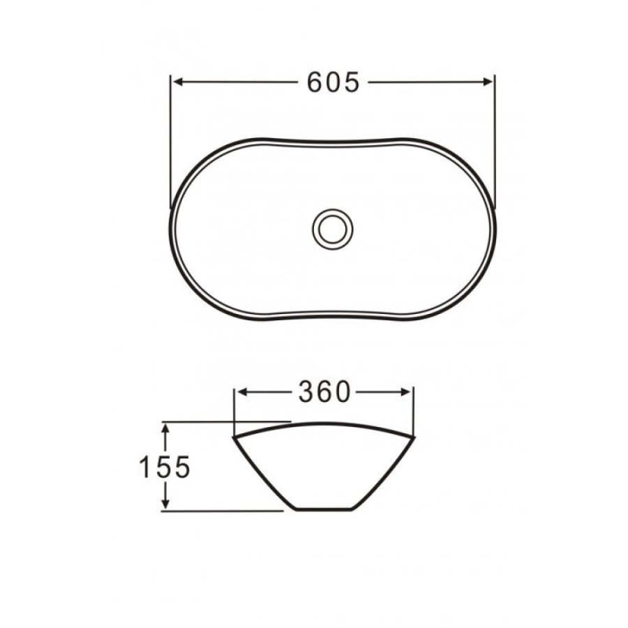 Раковина BelBagno BB1404 накладная 60 х 36 х 15 см, белая