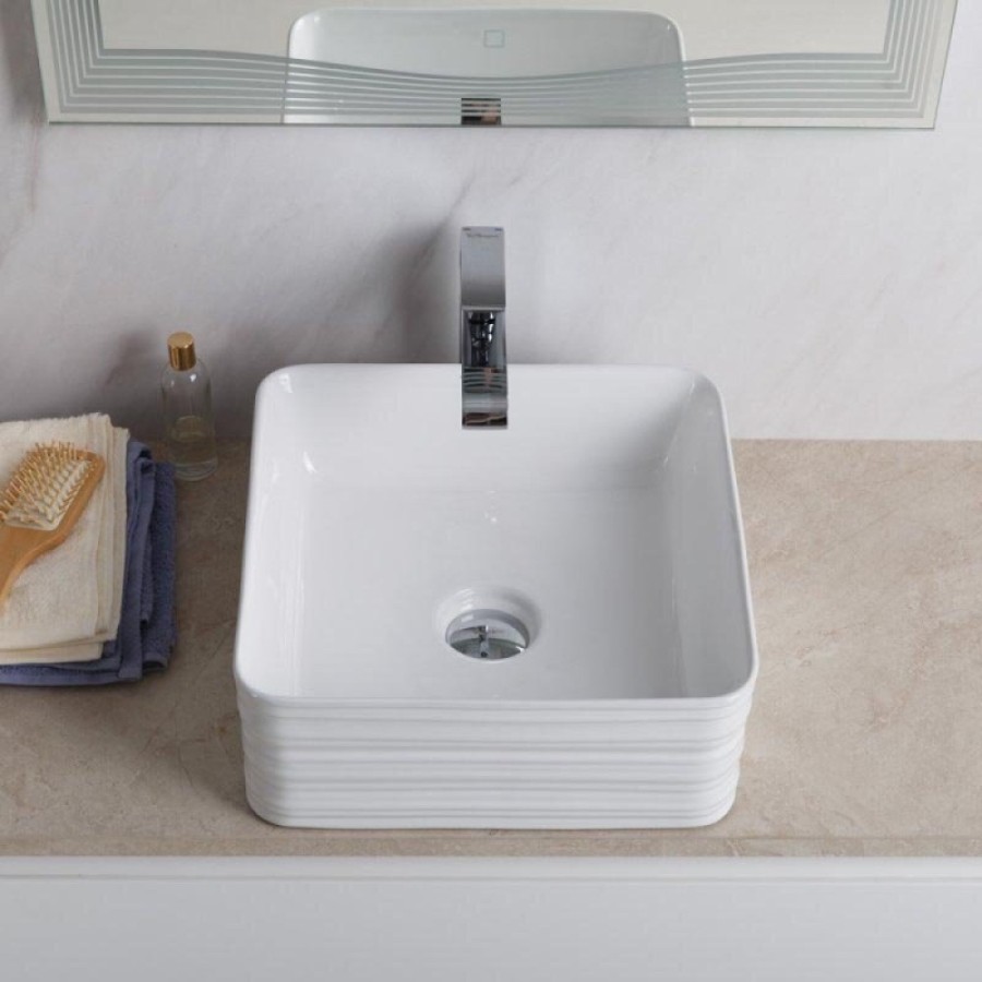 Раковина BelBagno BB1407, 38 см, накладная, белая