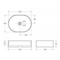 Раковина BelBagno BB1483, 50 см, фаянс, накладная, белый