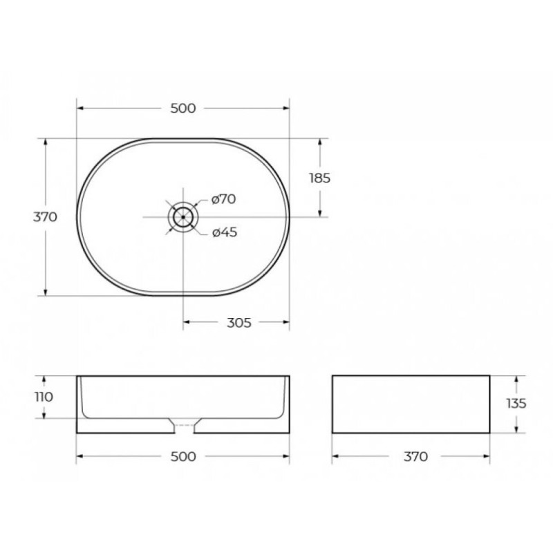 Раковина BelBagno BB1483, 50 см, фаянс, накладная, белый