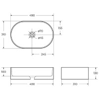 Раковина BelBagno BB1497, 50 см, фаянс, накладная, белый