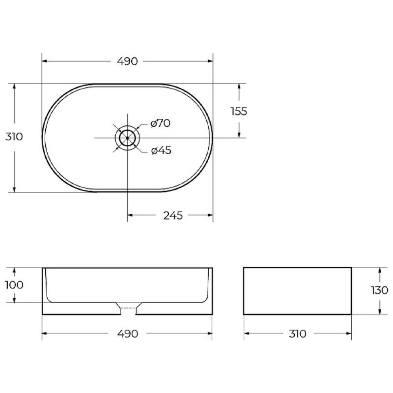 Раковина BelBagno BB1497, 50 см, фаянс, накладная, белый