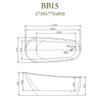 Ванна акриловая BelBagno BB15, 175 х 80 см