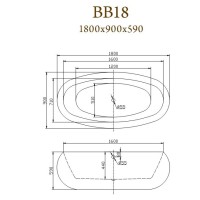 Ванна акриловая BelBagno BB18, 180 х 90 см