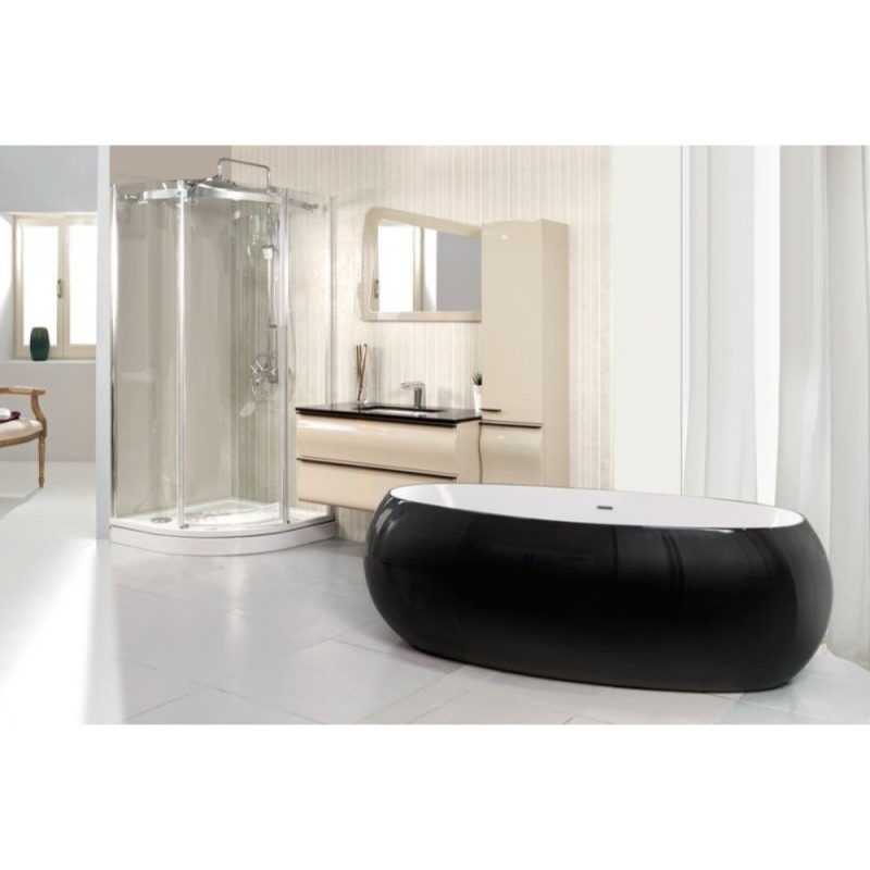 Ванна акриловая BelBagno BB18-NERO-BIA, 180 х 90 см, внешняя поверхность черная, BB18-NERO/BIA