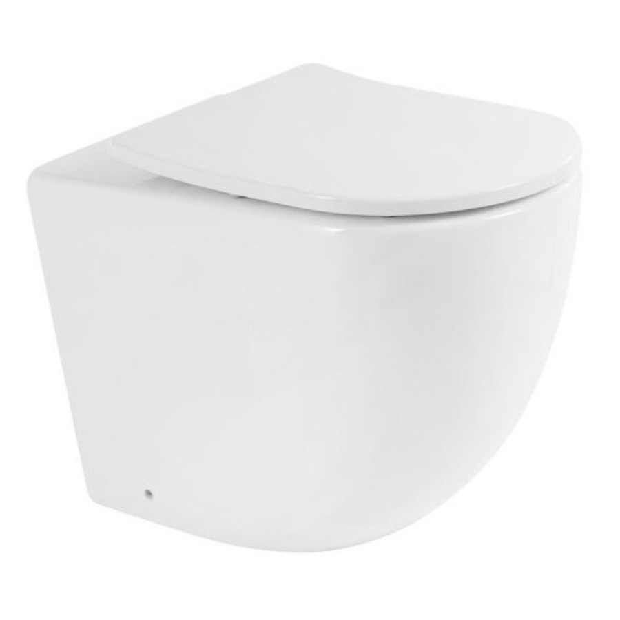 Приставной безободковый унитаз (чаша) BelBagno Sfera-R BB2141CBR, белый, P-trap