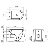 Приставной безободковый унитаз (чаша) BelBagno Sfera-R BB2141CBR, белый, P-trap