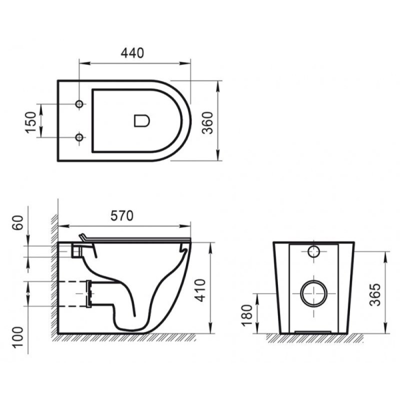 Приставной безободковый унитаз (чаша) BelBagno Sfera-R BB2141CBR, белый, P-trap
