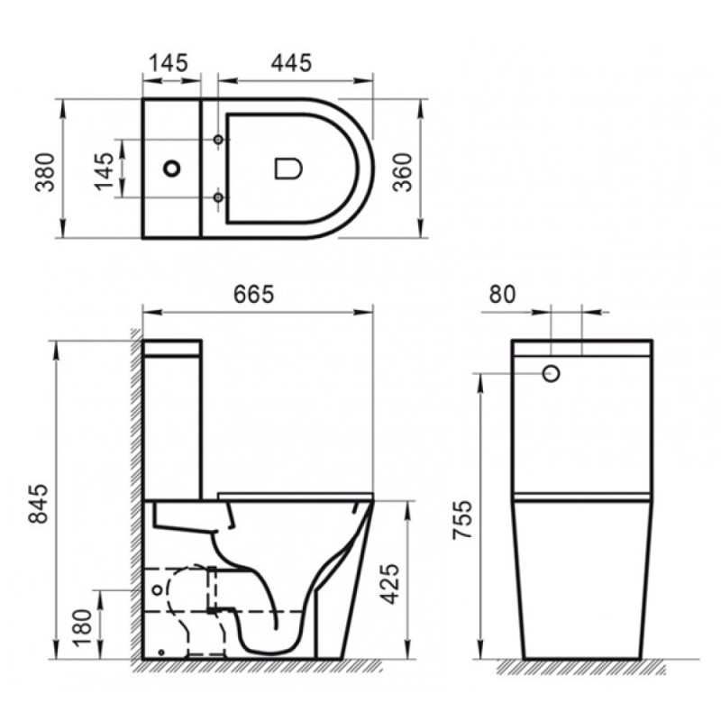 Напольный унитаз BelBagno Sfera-R, безободковый P-trap BB2141CPR