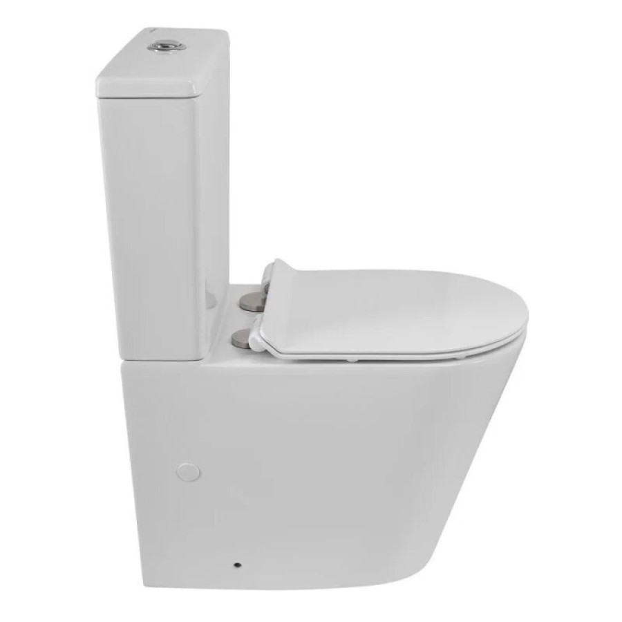 Напольный безободковый унитаз-компакт BelBagno Flay-TOR, BB2149CP-TOR/BB2149T/BB870SC, смыв торнадо, с бачком, крышка микролифт, белый