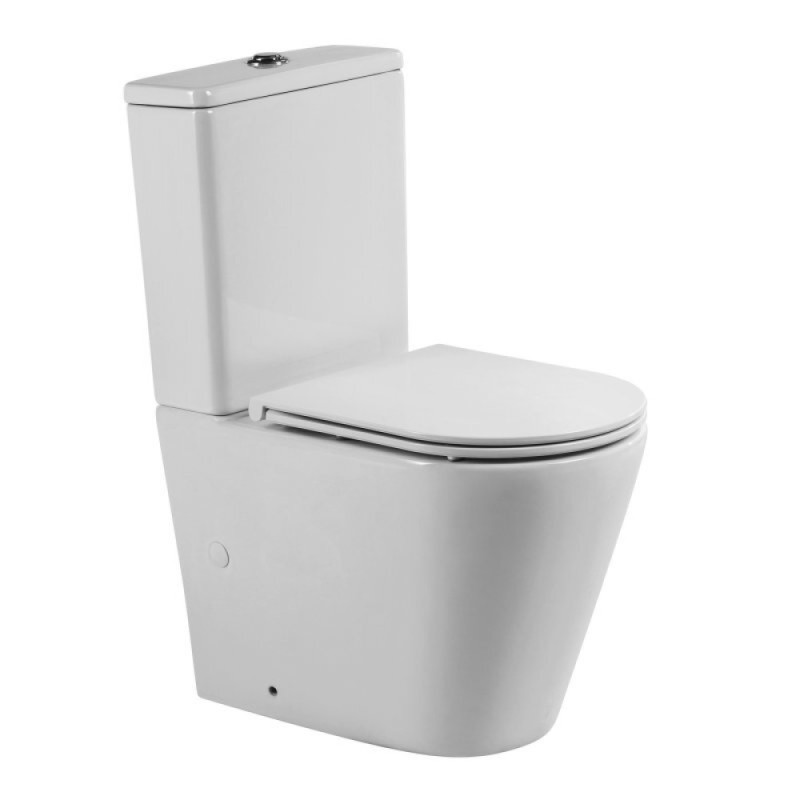 Напольный безободковый унитаз-компакт BelBagno Flay-TOR, смыв торнадо, крышка микролифт, белый, BB2149CP-TOR/SC/BB2149T