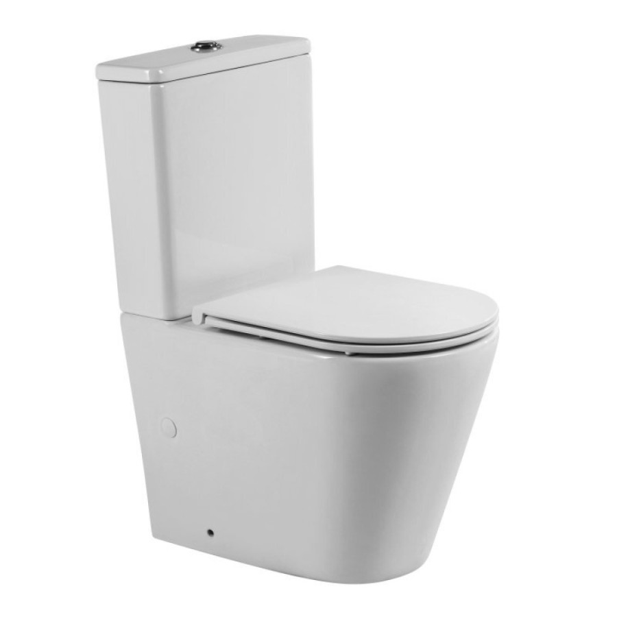 Напольный безободковый унитаз-компакт BelBagno Flay-TOR, смыв торнадо, крышка микролифт, белый, BB2149CP-TOR/SC/BB2149T