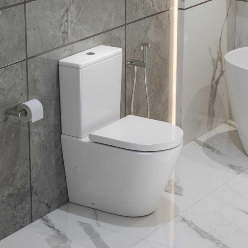 Напольный безободковый унитаз-компакт BelBagno Flay-TOR, смыв торнадо, крышка микролифт, белый, BB2149CP-TOR/SC/BB2149T
