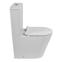 Напольный безободковый унитаз-компакт BelBagno Flay-TOR, смыв торнадо, крышка микролифт, белый, BB2149CP-TOR/SC/BB2149T