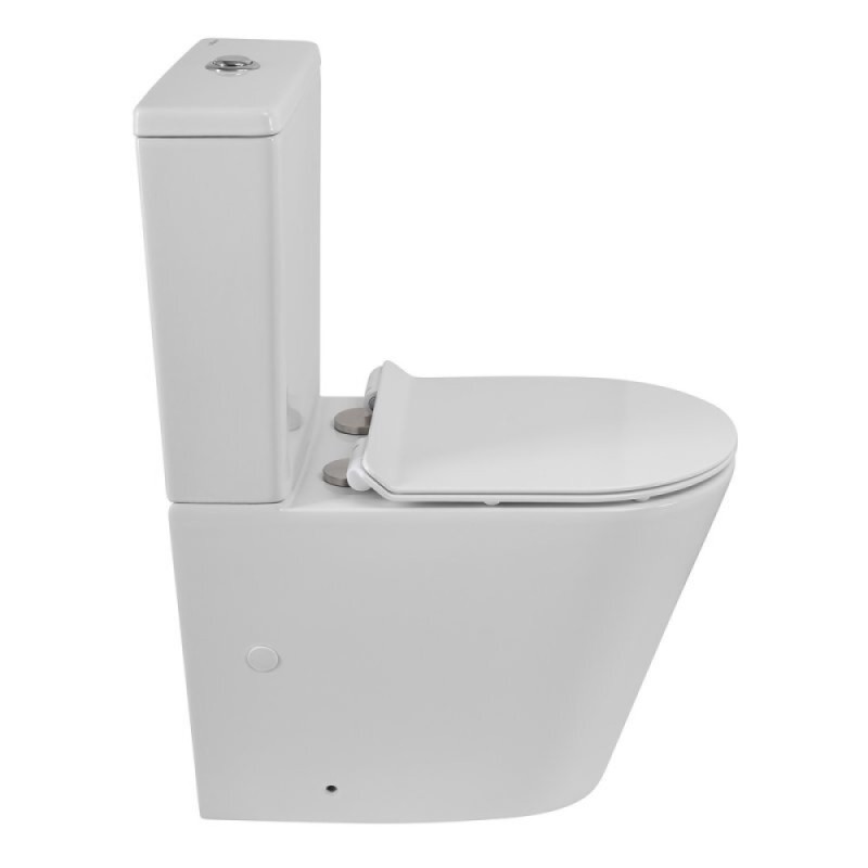 Напольный безободковый унитаз-компакт BelBagno Flay-TOR, смыв торнадо, крышка микролифт, белый, BB2149CP-TOR/SC/BB2149T