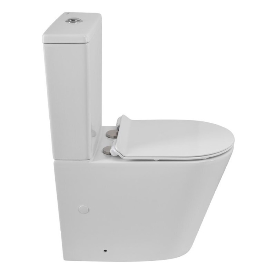 Напольный безободковый унитаз-компакт BelBagno Flay-TOR, смыв торнадо, крышка микролифт, белый, BB2149CP-TOR/SC/BB2149T