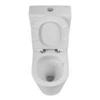 Напольный безободковый унитаз-компакт BelBagno Flay-TOR, смыв торнадо, крышка микролифт, белый, BB2149CP-TOR/SC/BB2149T