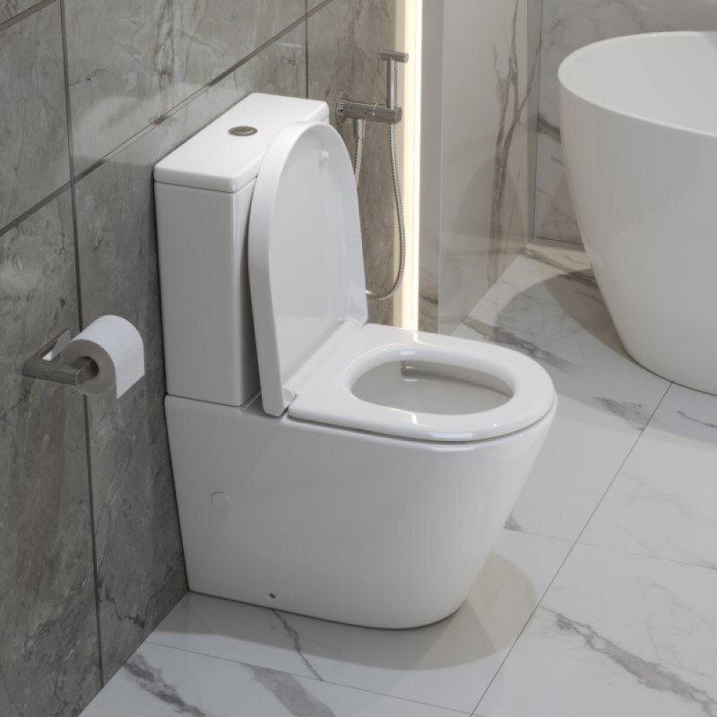 Напольный безободковый унитаз-компакт BelBagno Flay-TOR, смыв торнадо, крышка микролифт, белый, BB2149CP-TOR/SC/BB2149T