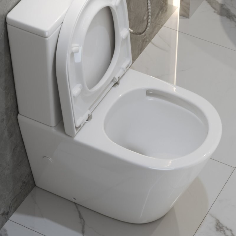 Напольный безободковый унитаз-компакт BelBagno Flay-TOR, смыв торнадо, крышка микролифт, белый, BB2149CP-TOR/SC/BB2149T