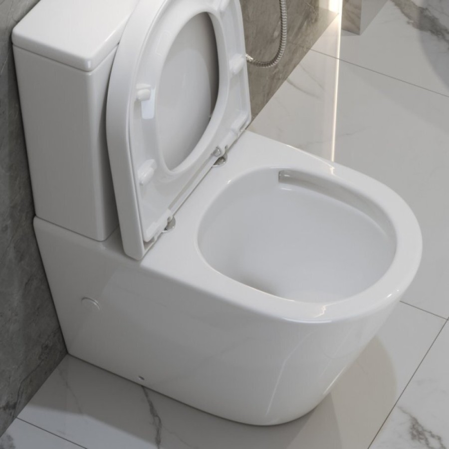 Напольный безободковый унитаз-компакт BelBagno Flay-TOR, смыв торнадо, крышка микролифт, белый, BB2149CP-TOR/SC/BB2149T