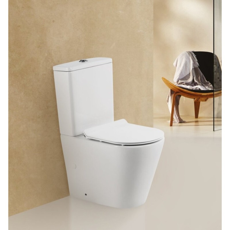 Напольный безободковый унитаз BelBagno Flay BB2149CPR/BB2149T-R, белый, P-trap