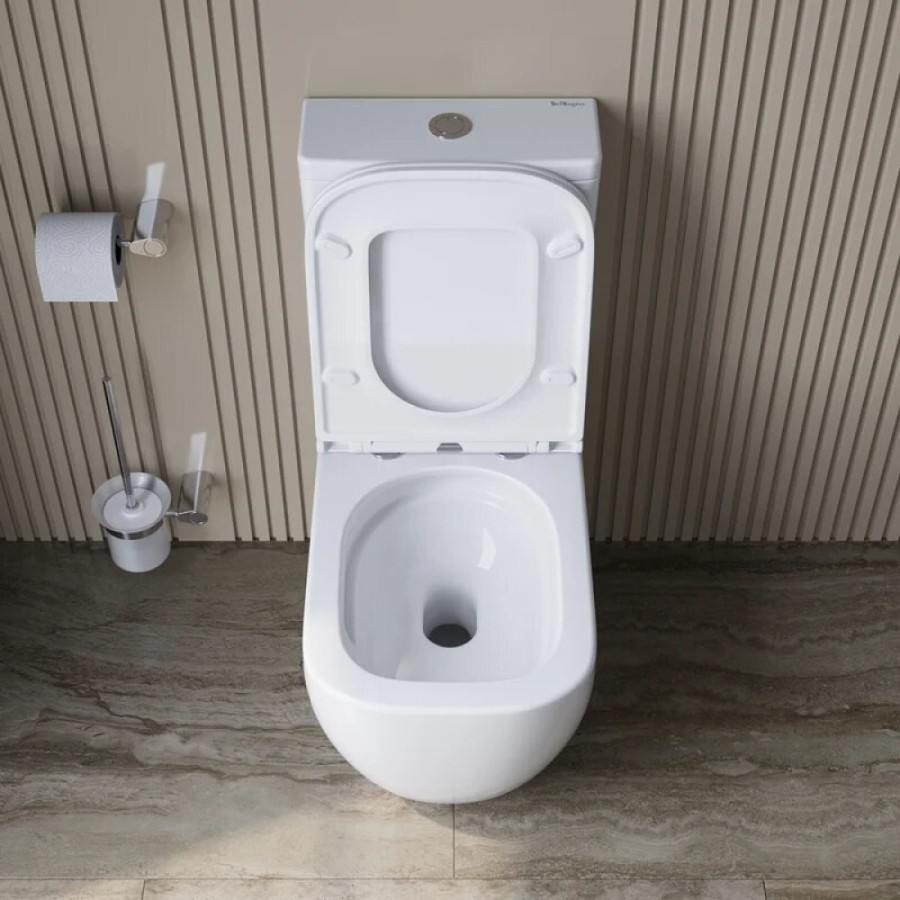 Унитаз-компакт напольный BelBagno Luce-TOR BB2197CP-TOR/SC/BB2197T, безободковый, смыв торнадо, сиденье микролифт, цвет белый