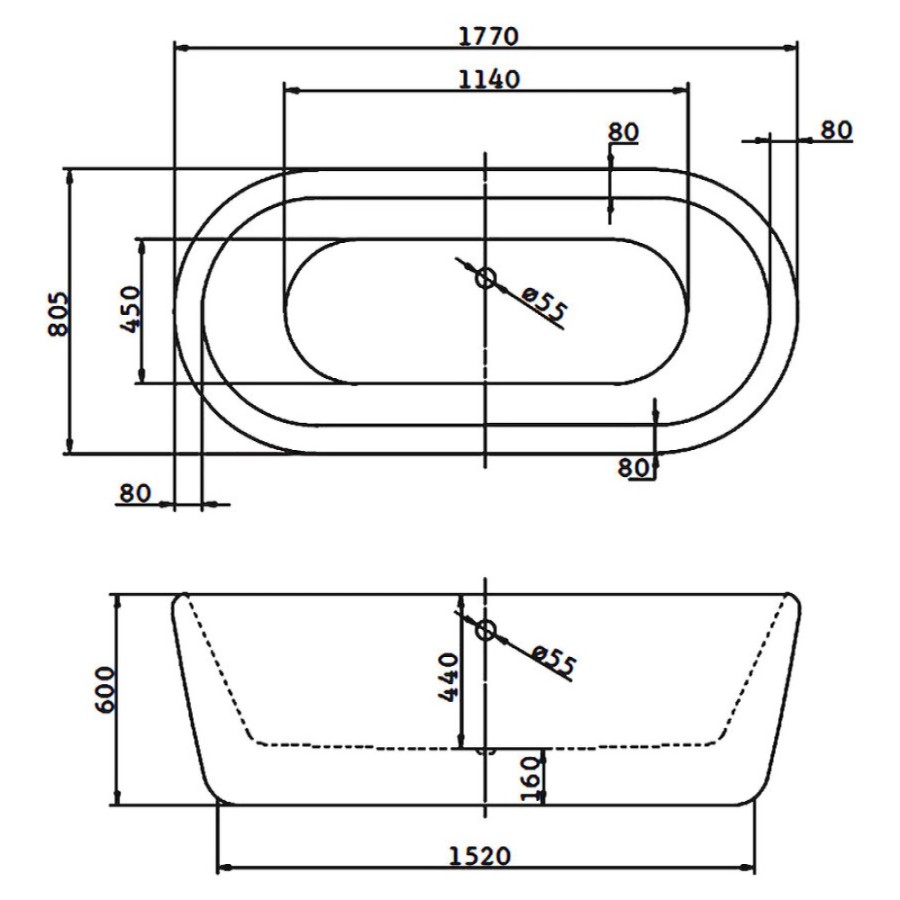 Ванна акриловая BelBagno BB29, 177 х 80,5 см