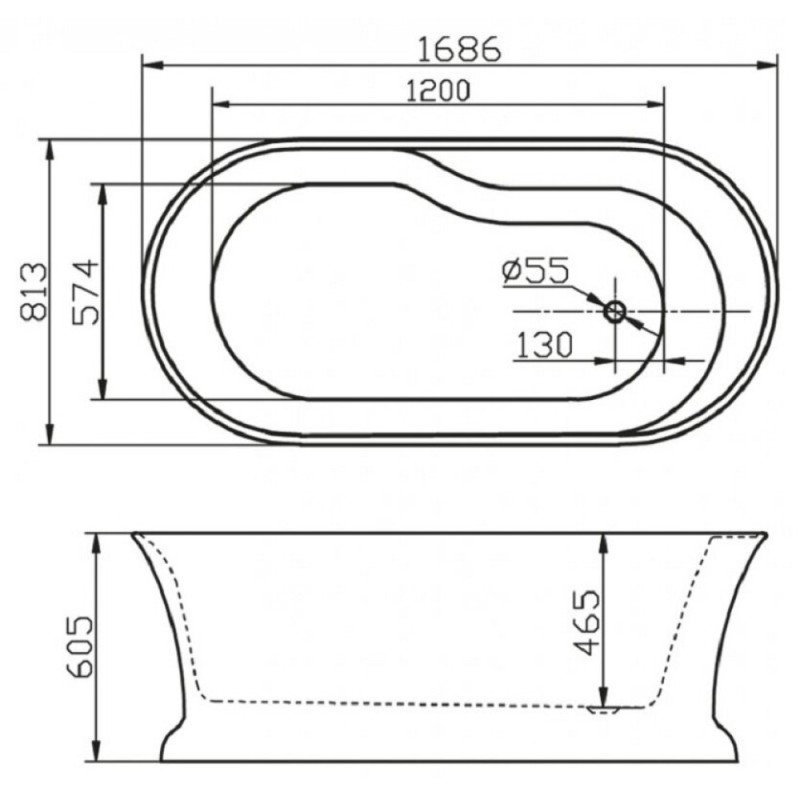 Ванна акриловая BelBagno BB300 170 x 80 см