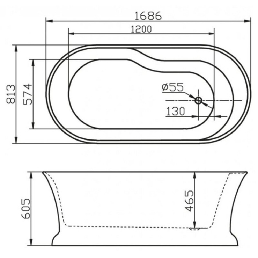 Ванна акриловая BelBagno BB300 170 x 80 см