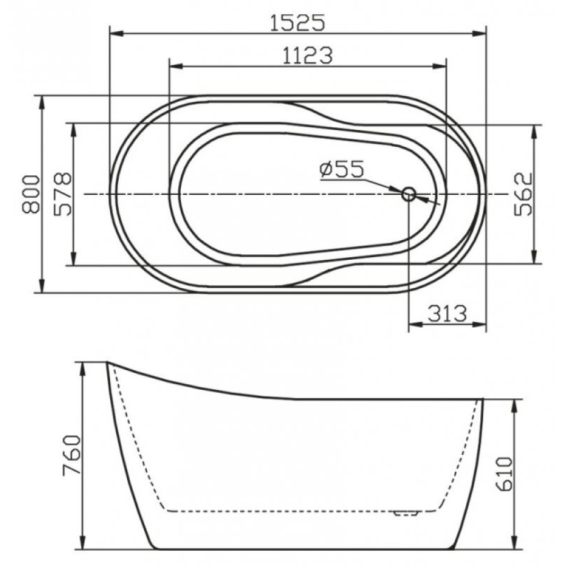 Ванна акриловая BelBagno BB301 150 x 80 см