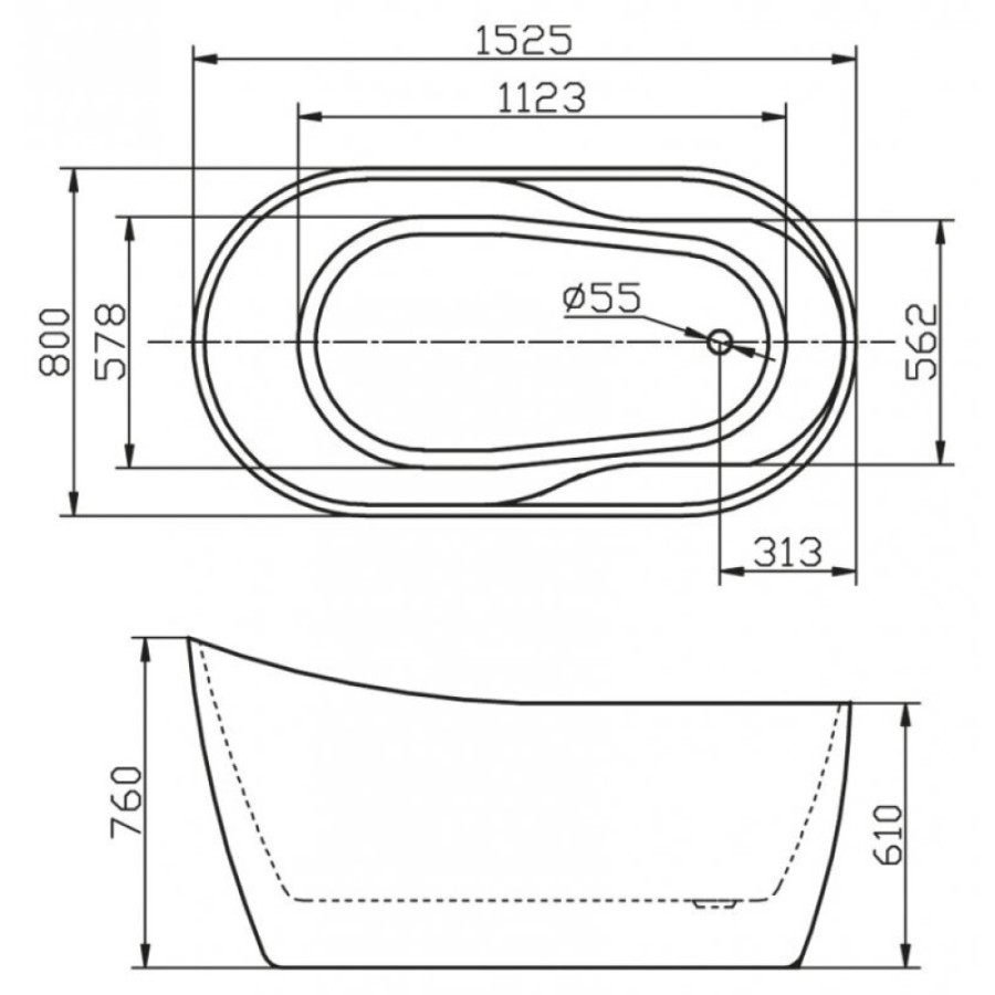 Ванна акриловая BelBagno BB301 150 x 80 см