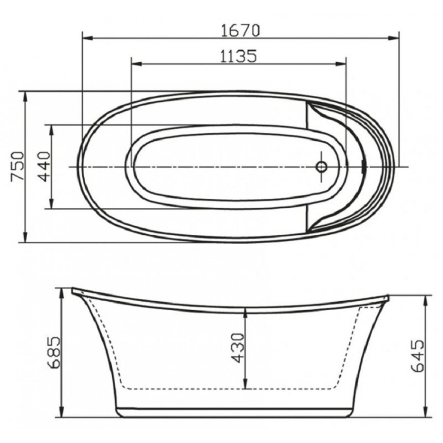 Ванна акриловая BelBagno BB302 170 x 75 см
