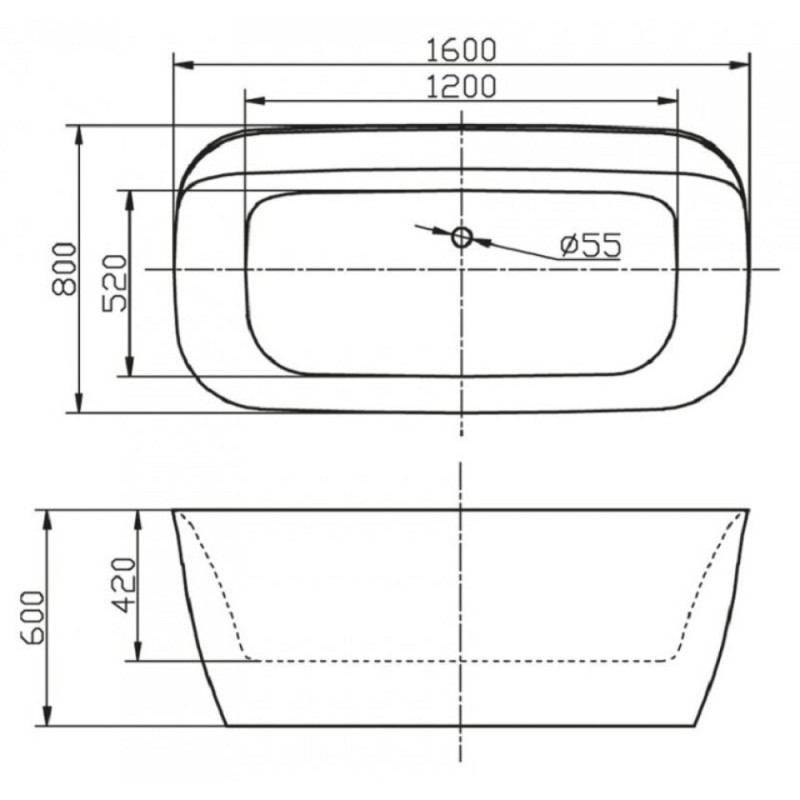 Ванна акриловая BelBagno BB303 160 x 80 см