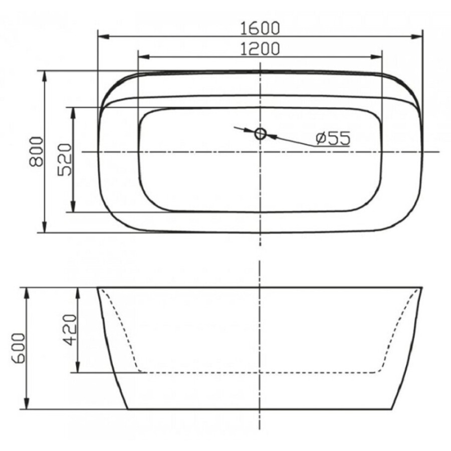 Ванна акриловая BelBagno BB303 160 x 80 см