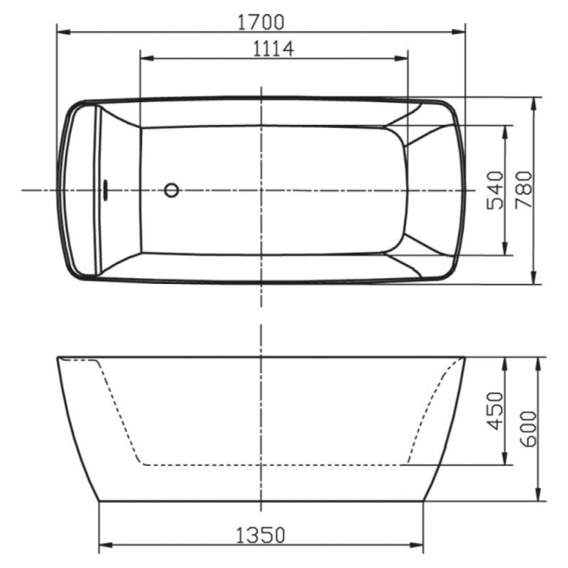 Ванна акриловая BelBagno BB304 170 x 75 см