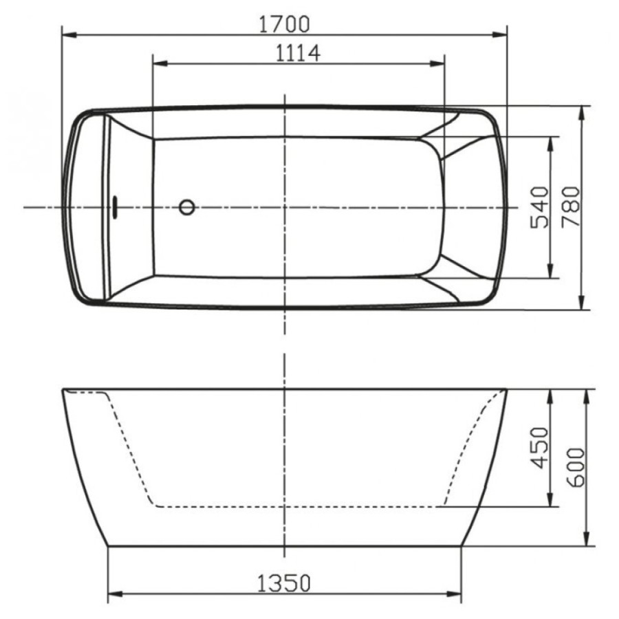 Ванна акриловая BelBagno BB304 170 x 75 см