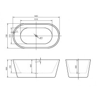 Ванна акриловая BelBagno BB306-1485, 150 х 80 см, белая