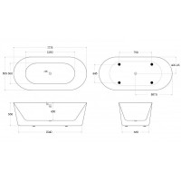 Ванна акриловая BelBagno BB306-1775, 180 х 80 см, белая